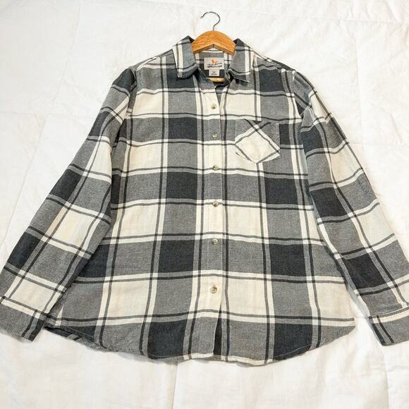 Field & Stream Women’s Plaid Flannel Button Up Shirt Gray Size Medium - Picture 2 of 6